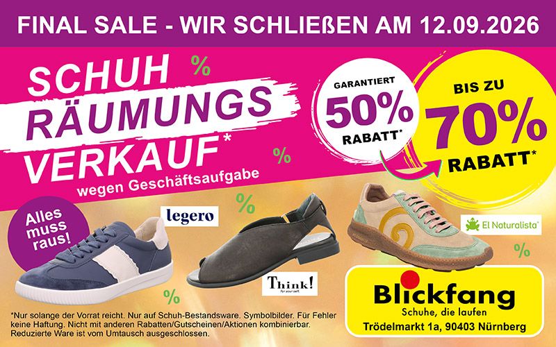 SCHUHRÄUMUNGSVERKAUF: Jetzt noch mehr Rabatt!