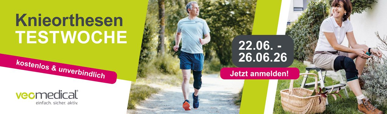 Knieorthesen-Testwoche kostenlos & unverbindlich, 22.06. bis 26.06.2026, Jetzt anmelden!