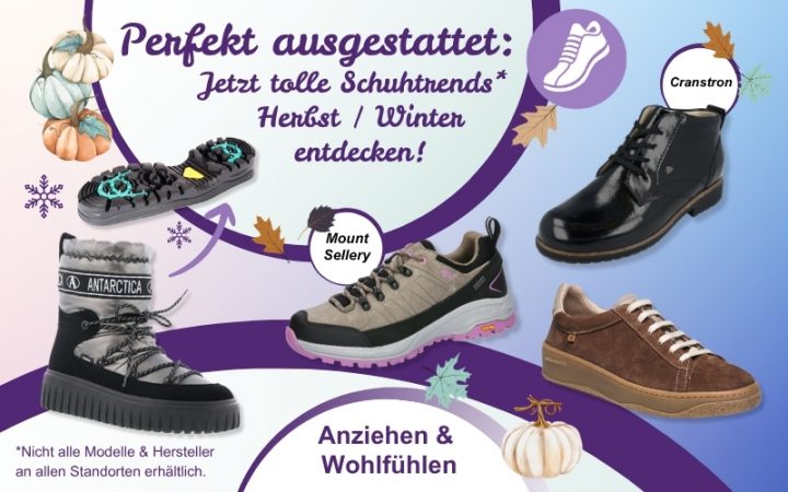Die Grafik zeigt die Komfort- und Bequemschuhe in Nürnberg und Umgebung der Herbst- und Winterkollektion 2025.