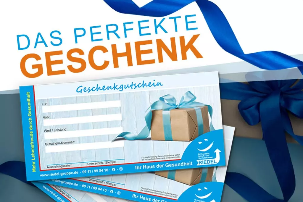 Grafik für den Geschenkgutschein des Sanitätshauses Riedel & Pfeuffer in Nürnberg und Umgebung