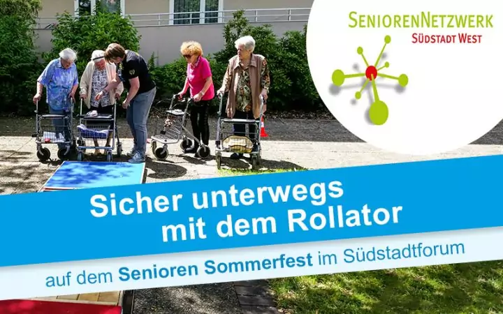 Vier Kundinnen und eine Mitarbeiterin beim Senioren-Sommerfest.