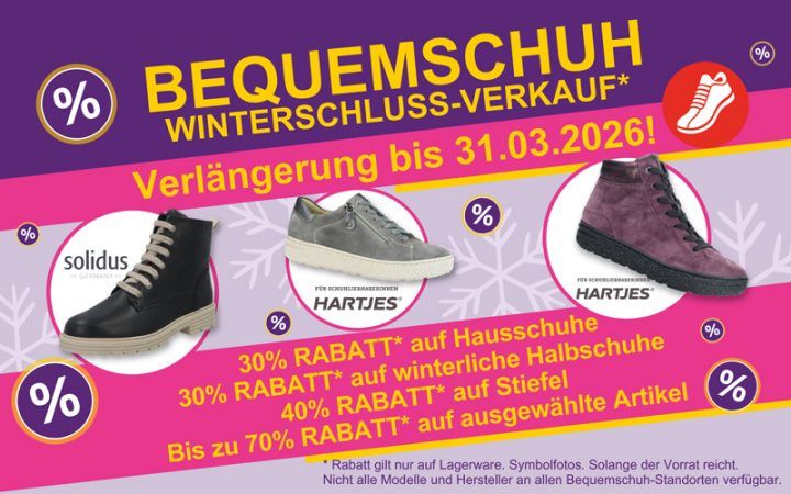 Bequemschuh und Komfortschuh Winterschluss-Verkauf 2026 Verlängerung Grafik