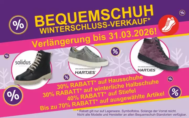 Bequemschuh und Komfortschuh Winterschluss-Verkauf 2026 Verlängerung Grafik