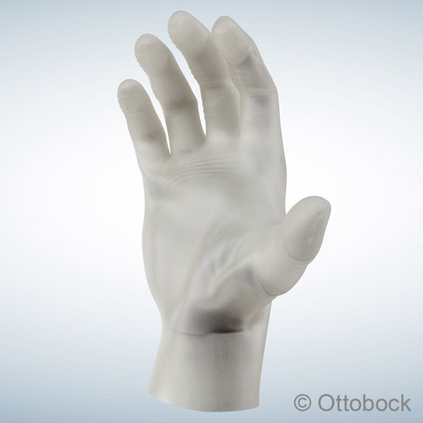 elektromechanische Handprothese in weißer Farbe